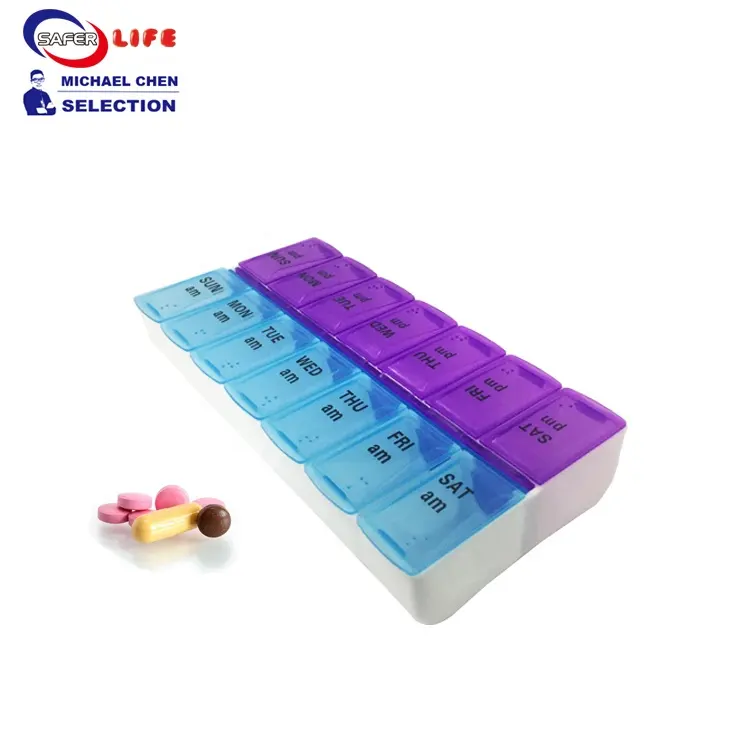 Caixa de pílulas de plástico, 7 dias para organizador de medicina
