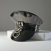 Chapeaux de fête gothiques punk en cuir verni noir avec triple anneau en O pour la vente en gros