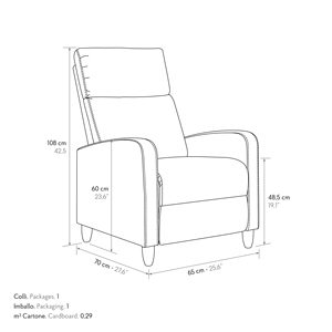 Susanna <b>Reclining</b> Chair Grey Fabric Indoor Metal Base - Product Image 3