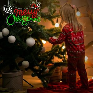 Merry Christmas Neon <b>Sign</b> With Antlers Santa Hat LED Acrylic Neon Light USB Powered Wall Hanging Decor For Xmas Decoration - Product Image 4