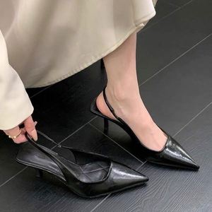 Silver <b>Pointed</b> <b>Toe</b> Covered <b>Toe</b> <b>Mule</b> Sandals French Elegant Backless High Heels Fairy Ladies Shoes - Product Image 2