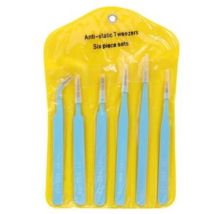 Anti Static Tweezers Set 6 Piece ESD Safe Plastic Precision Tools For Craft Electronics Repair Home Use - Product Image 1