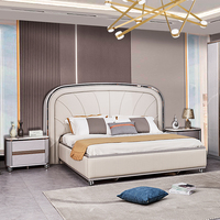 Ensemble de Mobilier de Chambre Moderne Simple Taille King Complet Lit Double Rangement à Domicile Cadre en Bois de Luxe