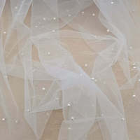 Tulle blanc perlé, tissu en dentelle à mailles douces au toucher, blanc, maille pour la fabrication de poupées, 1 yard, dentelle en tulle perlé pour mariage