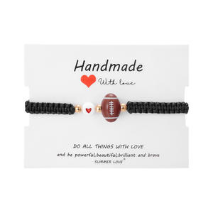 Trendy Handmade Woven Adjustable <b>Ball</b> Sport BraceletMen Creative Acrylic Baseball Tennis Basketball <b>Bracelets</b> Gift for Boys - Product Image 2