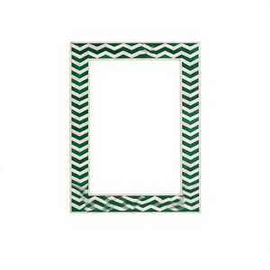 Rectangular Wall <b>Mirror</b> With Green And <b>White</b> Chevron Frame Modern Decorative Design For Home Interior - Product Image 1