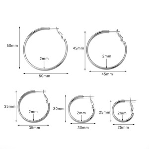 Hoop Earrings <b>Titanium</b> Steel Round <b>Wire</b> Gold Silver Women's Fashion Jewelry Large Circle Earrings For Everyday Wear - Product Image 2