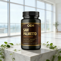 Complément de Palmier Nain (Saw Palmetto) Marque Blanche OEM - Soutien à la Santé de la Prostate, Bloqueur de DHT et Prévention de la Chute de Cheveux, Sans Gluten, Sans OGM