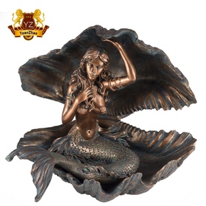 Statue de sirène en bronze moulé antique, grande taille de vie, sculpture de sirène, en bronze moulé, à vendre - Product Image 1