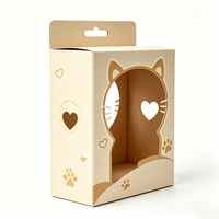 Boîte en carton personnalisée à découpe ajourée avec trou de suspension, motif patte, pour présentation de produits d'hygiène quotidienne pour chats