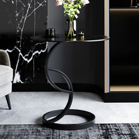 Table basse ronde en marbre de style luxe moderne avec base spirale en acier inoxydable doré pour salon, table d'appoint de canapé