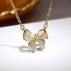 Collana girocollo con ciondolo a fiocco e nappa per donna, gioielli alla moda scintillanti, regalo per l'uso quotidiano - Product Image 5