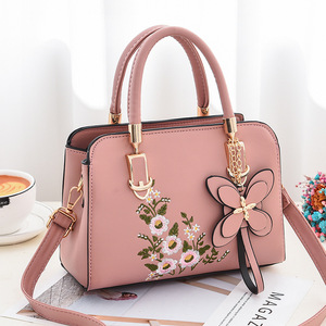 Bolsos cruzados de moda con bordado de flores y patchwork, bolsos de mano de piel sintética de lujo para mujer. - Product Image 3