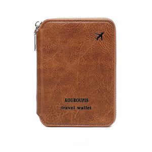 Porte-passeport personnalisé en gros, élégant, avec fermeture éclair, en cuir PU, protection RFID, pour voyage, famille, et cartes - Product Image 2