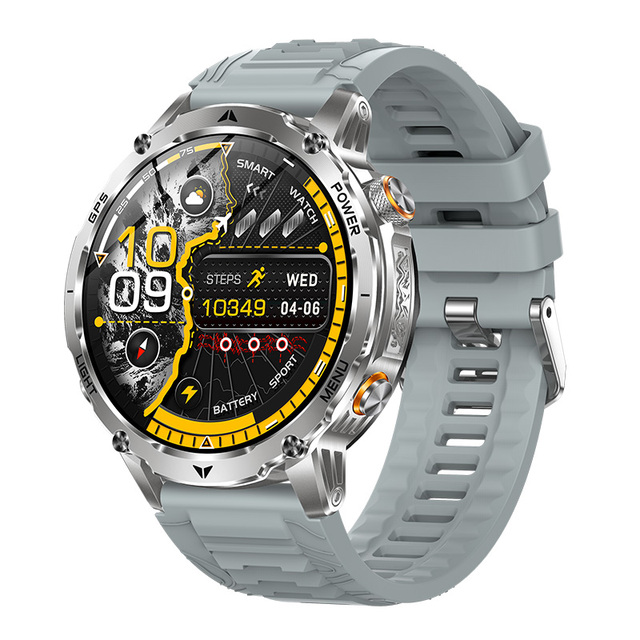 Direct Factory AK102 GPS Rugged Smartwatch Men Outdoor Sport BT Call Compass Track 1100mAh Battery 1.7" HD Screen Silicone IP68