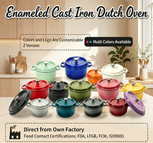 Panci Casserole Bulat Berlapis Enamel Besi Cor Anti Lengket Dengan Gagang Stainless Steel, Aman Untuk Kompor Induksi, Peralatan Masak Grosir - Product Image 2