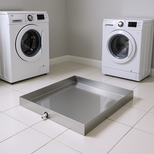 Vasca per Lavatrice 32 X 30 X 2.5 Pollici in Acciaio Zincato Resistente con Foro di Scarico per Uso Domestico - Product Image 2