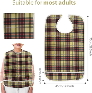 Wholesale Washable <strong>Bibs</strong> for Eating Reusable Clothing Protector Waterproof Extra Long <strong>Adult</strong> <strong>Bib</strong> Checkered Printing - Product Image 3