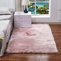 Tapis moderne en fausse fourrure de mouton douce, tissé à plat, à poils longs, antidérapant et résistant aux taches, en laine/soie, fabriqué à la machine