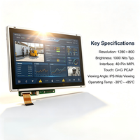 Modul LCD TFT IPS 10.1" 1280*800 Kecerahan Tinggi 1000-Nit MIPI PCAP Touch Layar Tertanam Tahan Sinar Matahari Dapat Dibaca di Luar Ruangan HMI Smart