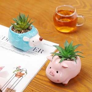 MSH Jardinière en <span class=keywords><strong>céramique</strong></span> mignonne en forme d'ormeau et de cochon, pot à succulentes de bureau, décoration de <span class=keywords><strong>jardin</strong></span> - Product Image 2
