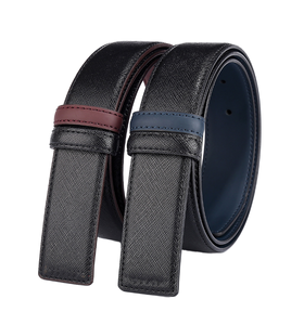 Sangle de ceinture de remplacement de haute qualité en cuir de vachette Saffiano double face avec boucle en alliage et trous, 29/34 mm - Product Image 1