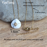 Collier ras-de-cou minimaliste en pierre naturelle artisanale, rhodonite, quartz rose, pendentif en forme de larme, plaqué or 18 carats, acier inoxydable