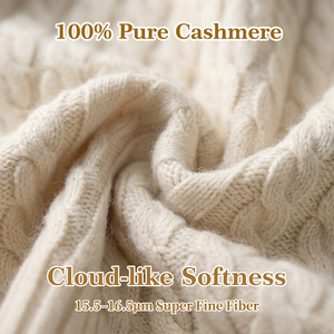 Cárdigan de Cachemira 100% de Mongolia Interior para Mujer, con Cuello Vuelto y Bordado de Trenzas, <span class=keywords><strong>Helan</strong></span> Mt Ningxia, 16.2um, Tejido a Máquina Stoll, Trasladable, 26Yr - Product Image 2