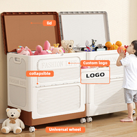 Caja de Almacenamiento Plegable de Plástico para Ropa/Ropa de Cama WANUO, Caja de Almacenamiento de Plástico Visible con Ruedas Universales