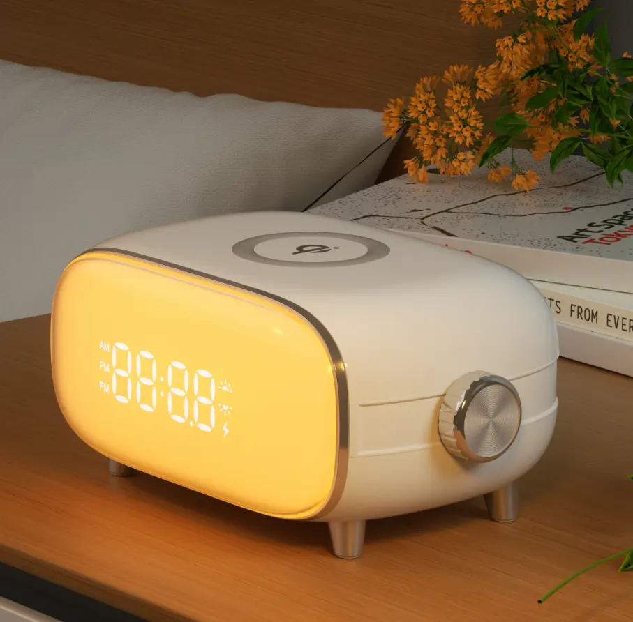 LED Digital Clock Wake Up Light Alarm Clock Table Lamp with Sunset Mode Night Light for Bedroom Decoration Desk Clock