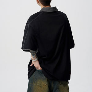 T-shirt style maillot pour homme, color block, vintage, sportif, moto, manches courtes, personnalisable, mode, maillot d'été à manches cinq-quarts - Product Image 3