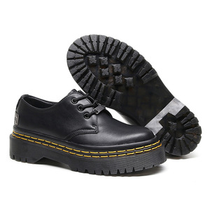 Zapatos Planos de Cuero para Mujer, Diseño Casual con Punta Redonda y Plataforma, Impermeables, para Primavera y Verano - Product Image 1