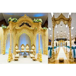 Mandap de mariage sud-indien en bois sculpté à la main avec un design exclusif de paon, moderne, léger, taille et couleur personnalisables, Royaume-Uni - Product Image 1