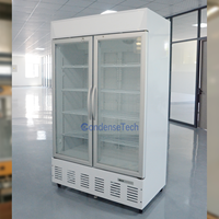 Congélateur vertical à double porte vitrée, refroidissement par air, congélation rapide, étagères réglables, 1200L, boulangerie
