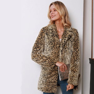 Giacca autunno e inverno alla moda con collo di mezza lunghezza giacca in pelliccia sintetica giacca con stampa leopardata - Product Image 5