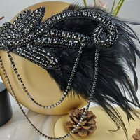 Accessoires de robe Charleston des années 20, accessoires de fête rétro, bandeau Gatsby Charleston, coiffe ornée de plumes et de diamants, teinte