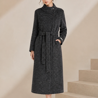 Nouvelle Collection Hiver – Manteau Coréen Décontracté pour Femme en Laine Tissée Respirante avec Doublure en Cachemire Écologique et Ceinture – En Stock
