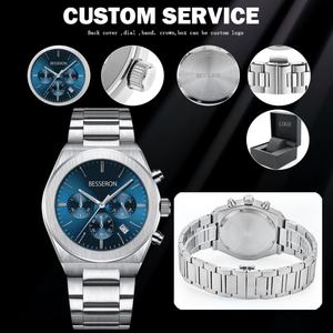 Japanese Luxury Fashion <b>Quartz</b> <b>Mens</b> Chronograph <b>Watch</b> Analog Dial 20mm Stainless Steel Strap 5BAR Water Resistant Custom - Product Image 3