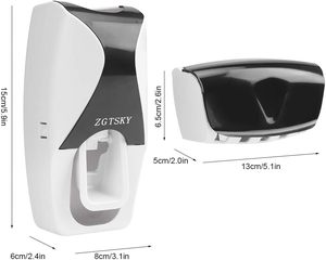Wholesale Eco-Friendly Plastic Wall Mount 5 Slot Toothbrush Hanger Dispenser Automatic <b>Toothpaste</b> Squeezer Modern Two-Piece Set - Product Image 4