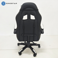 Chaise de jeu ergonomique en cuir inclinable et réglable en hauteur, pivotante à 360 degrés, avec base en acier et support lombaire