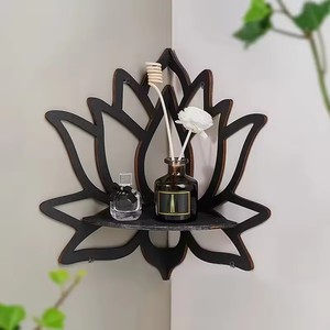 Lotus en bois creux support décoratif aromathérapie organisateur huile essentielle <span class=keywords><strong>bougeoir</strong></span> étagère murale étagère d'angle - Product Image 6