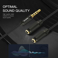 Câble audio auxiliaire 3,5 mm noir 0,25 m, rallonge casque mâle-femelle plaqué or 24 carats, gaine PVC, répartiteur audio pour haut-parleur de voiture