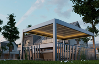 Pergola Aluminium Model 220 dengan Louver yang Dapat Disesuaikan, Paviliun Luar Ruangan Bermotor Tahan Air