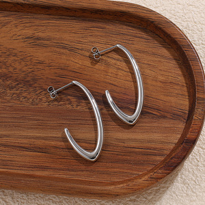 C-Shaped Stainless Steel <b>Earrings</b> Gold Silver Minimalist Fashion <b>Cuff</b> <b>Earrings</b> For Women EH1140 - Product Image 2