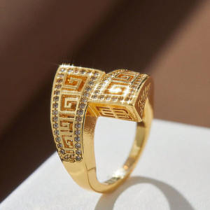 Anillo geométrico transfronterizo Europa Estados Unidos, personalizado, a la moda, estilo Ins, al por mayor, para hombre, chapado en oro. - Product Image 2