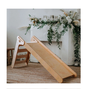 Wholesale Playground Gym Baby Slide Indoor Climbing Frame with Ramp Wooden Kids Slides