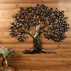 Décoration murale en métal en forme d'arbre, sculpture murale artisanale en forme d'arbre de vie marron, décoration murale moderne de grande taille pour salon et bureau - Product Image 4