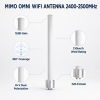 Antena WiFi Omnidireccional para Exteriores de 2400-2500MHz, 12dBi, MIMO, 2xN Hembra, Alta Ganancia, para Punto de Acceso