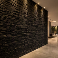 Revêtement mural en ardoise noire naturelle effet cascade 60x15cm, panneaux de pierre empilés ciselés pour murs décoratifs intérieurs et extérieurs, cascades