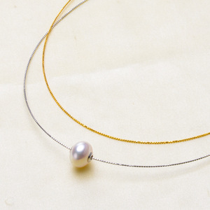 S925 <b>Silver</b> DIY Pearl Accessory 18-Inch Fashion <b>Necklace</b> with Sparkling Platinum Gold Plated <b>Chain</b> 18 Inch - Product Image 1